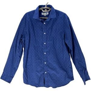 Old Navy Button Up Shirt Mens Size L Blue All Over Print Long Sleeves Cotton